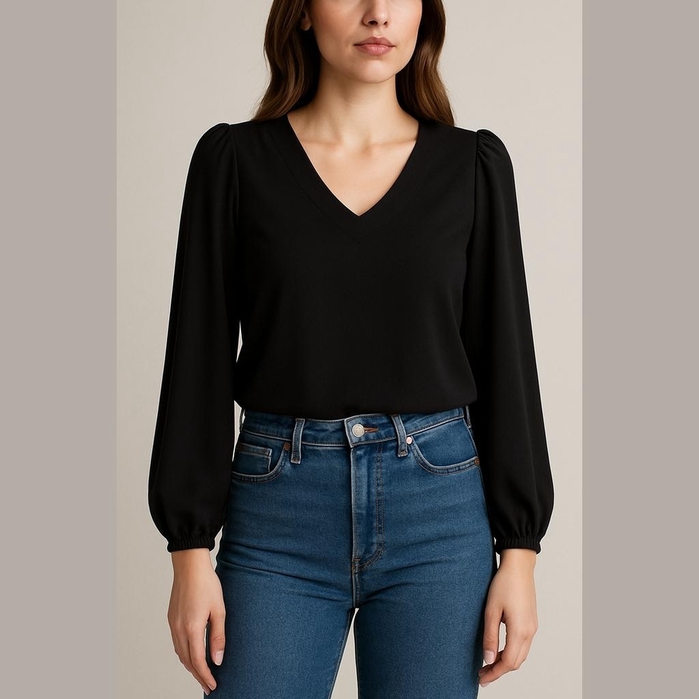 NWT Drew semi sheer sleeve exposed zip blouse
